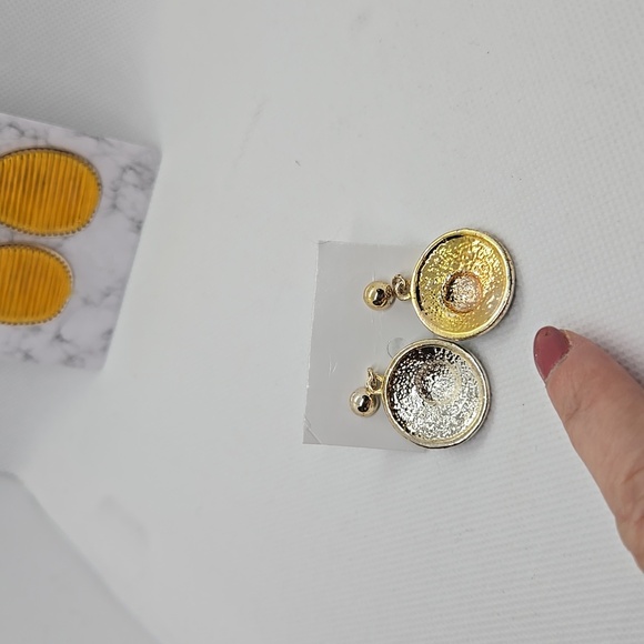 Elegant Blue and Gold Enamel  Earrings vintage style - Picture 11 of 14